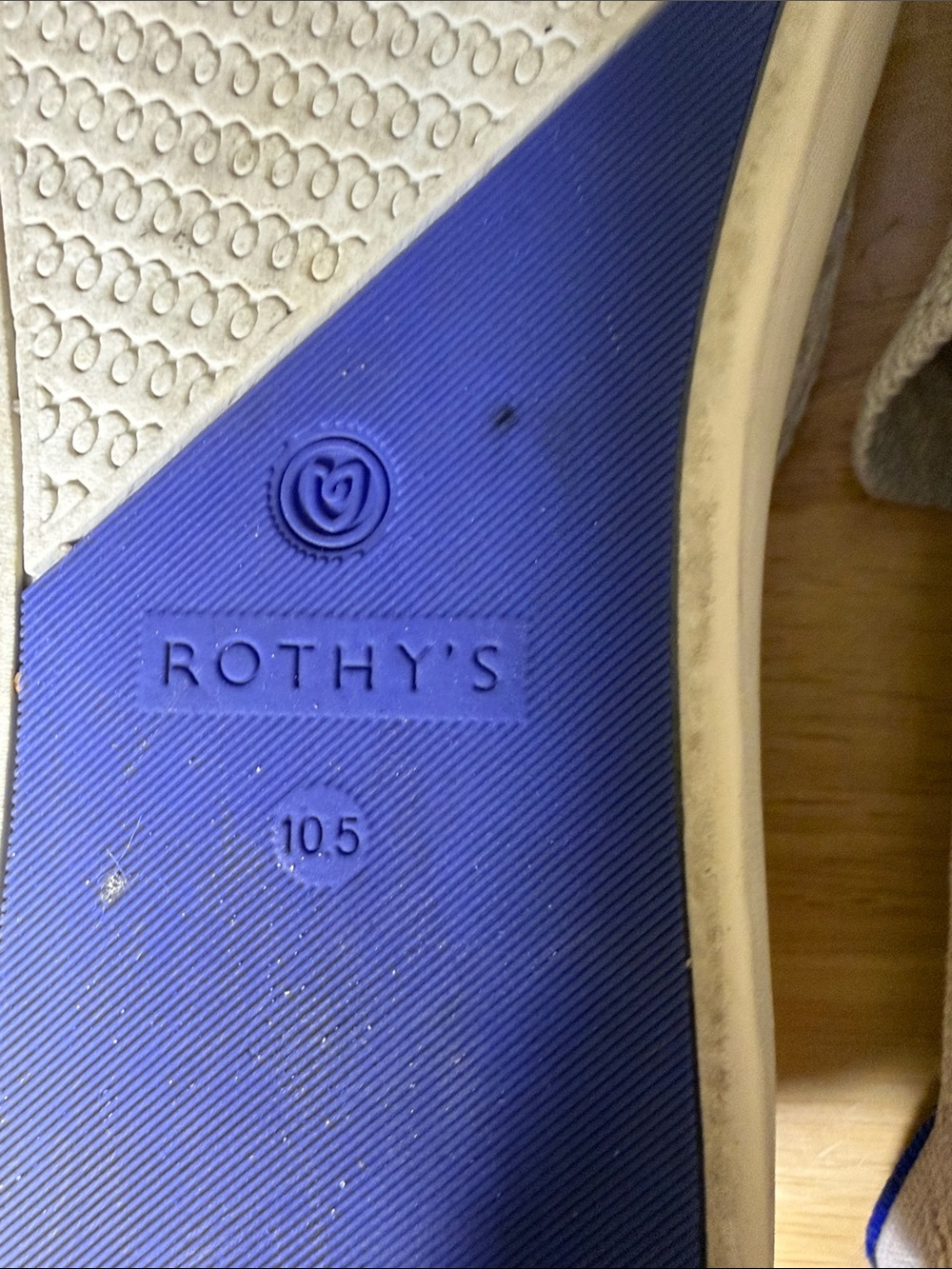 Rothy's cream Slip-On Knit Flats with Blue Heel Tab - Picture 7 of 10